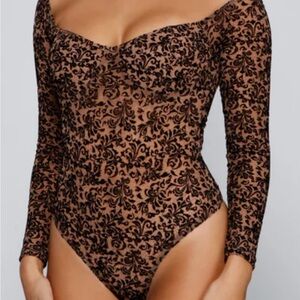 Windsor off the shoulder body suit. Black and tan. Size M. Worn once